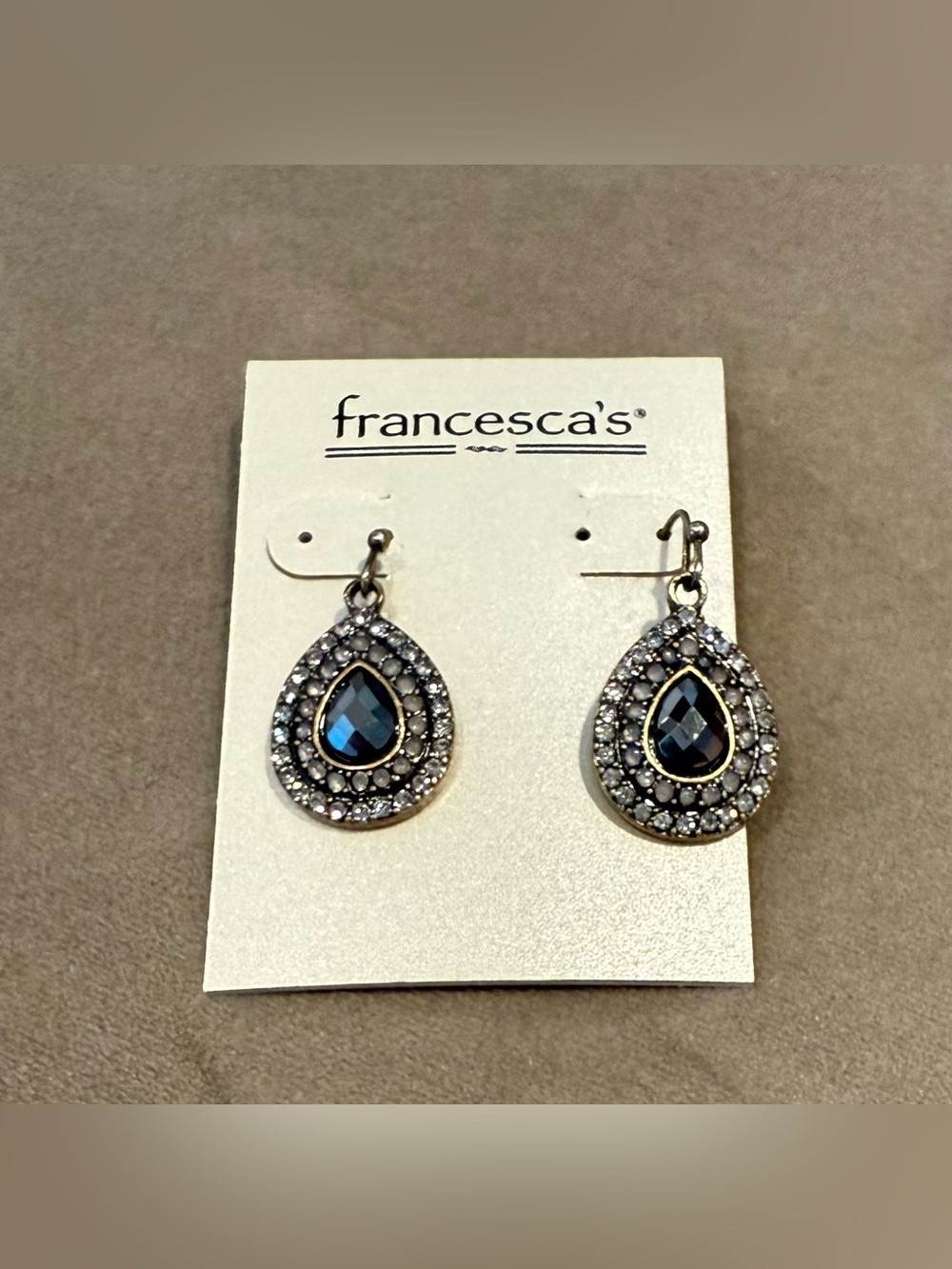 Francesca's Collections Garnet Red Teardrop Halo Earrings